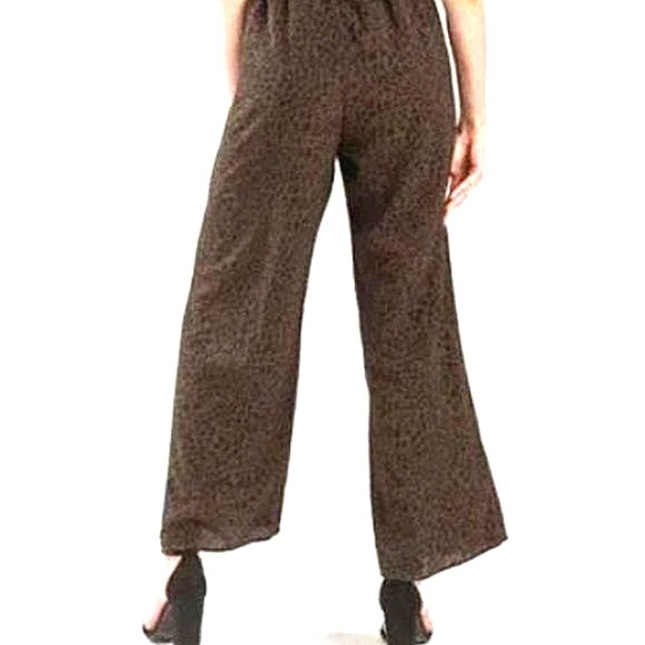 Charlie's Angels Jumpsuit Black Top Leopard Bottoms Sleeveless Wide Sz S Olive - Picture 6 of 10